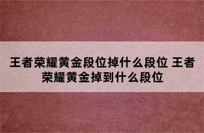 王者荣耀黄金段位掉什么段位 王者荣耀黄金掉到什么段位